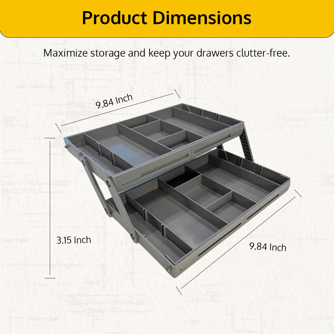 Smart Drawer Organizer -Gray 2 Tier