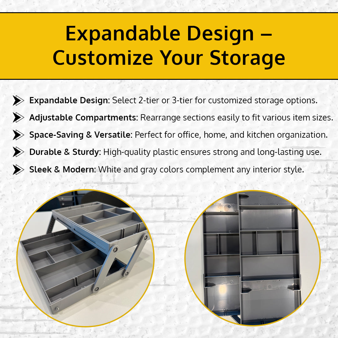 Smart Drawer Organizer -Gray 2 Tier