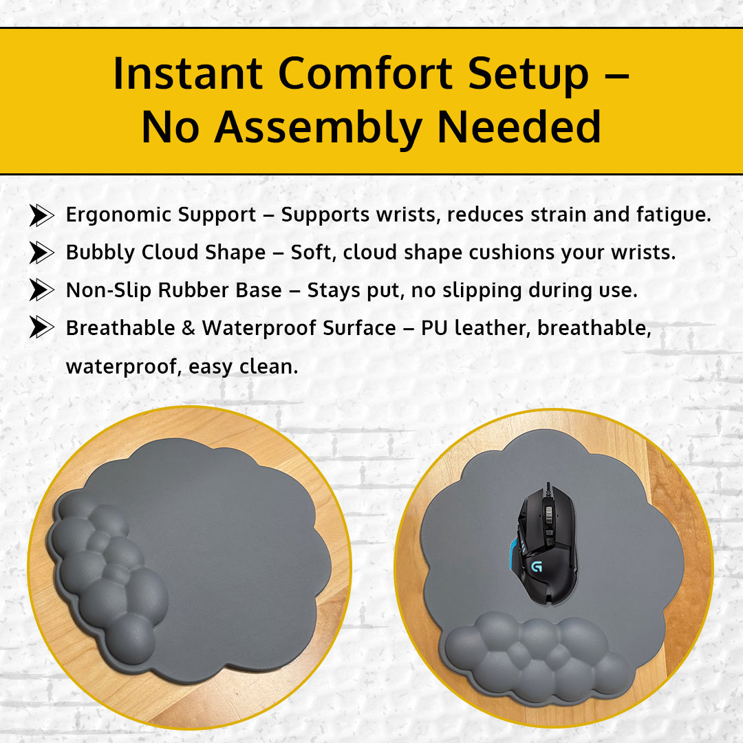Cloud Mouse Wrist Rest with Non-Slip Base