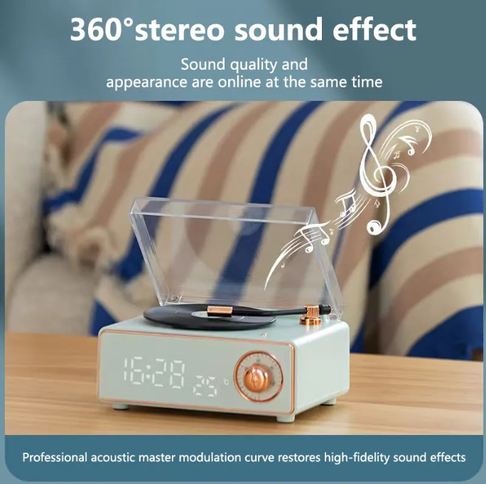 Vintage Vinyl Record Player Style Bluetooth Speaker