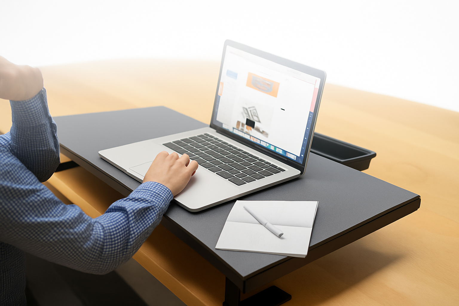 Laptop stand with enhanced white gradient