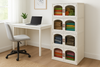 Lifestyle banner with actual stackable storage bins in home office corner